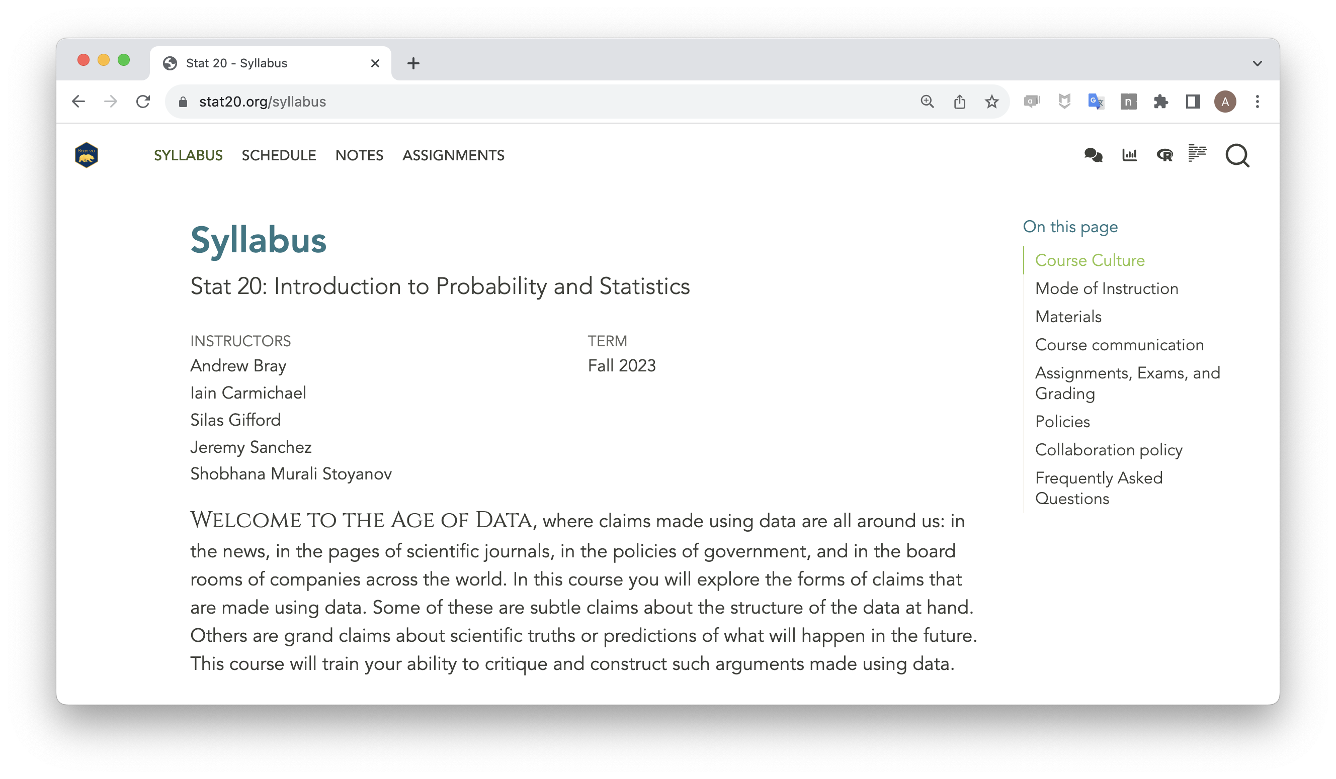 Stat 20 – Understanding the World with Data